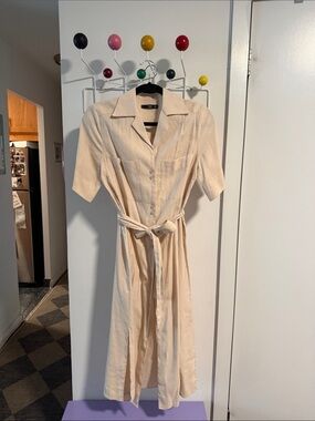 Mango Linen Midi Shirt Dress